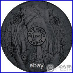 BURNING ELEPHANT Ruthenium Big Five 1 Oz Silver Coin 5 Rand South Africa 2019