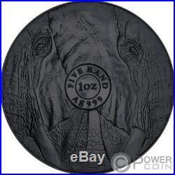 BURNING ELEPHANT Ruthenium Big Five 1 Oz Silver Coin 5 Rand South Africa 2019