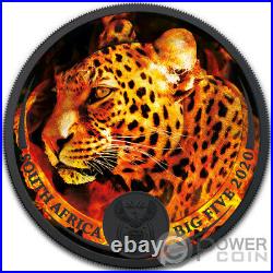 BURNING LEOPARD Big Five 1 Oz Silver Coin 5 Rand South Africa 2020