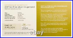 BU Krugerrand 2017 1 OZ Silver South Africa with certificate original capsule