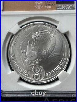 Big 5 2020 South Africa Rhino FDOI NGC MS70 ++MINT++