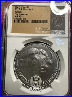 Big 5 Series II 2023 S. Africa S5r Buffalo Coin Ms 70 Ngc First Releases