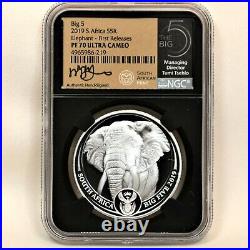 Big Five Tumi Tsehlo 2019 S Africa Elephant First Releases PF70 Ultra Cameo Coin