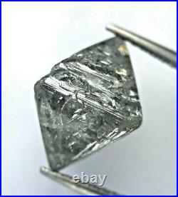 Big Raw Diamond 6.92TCW Silver Gray Sparkling Natural Octahedron Shape for Gift