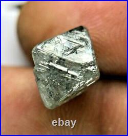 Big Raw Diamond 6.92TCW Silver Gray Sparkling Natural Octahedron Shape for Gift