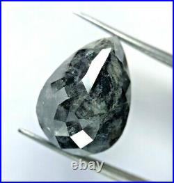 Big Rustic Natural Diamond 8.20TCW Silver Gray Sparkling Pear Full Cut for Gift