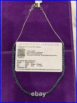 Blue Diamond 2ct Sterling Silver Necklace by Gemporia
