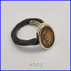 Bob Ebendorf South Africa Wildebeest Coin 14k Gold, Silver, Iron Ring 6.25