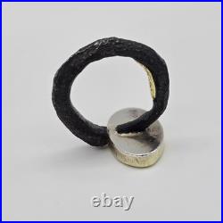 Bob Ebendorf South Africa Wildebeest Coin 14k Gold, Silver, Iron Ring 6.25