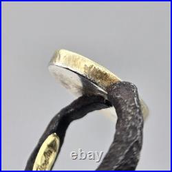 Bob Ebendorf South Africa Wildebeest Coin 14k Gold, Silver, Iron Ring 6.25