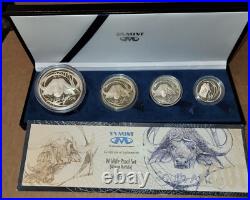 Buffalo 2001 South Africa Silver 4 Coin Proof Set 2 Oz 50c 3-3/4 Oz Total