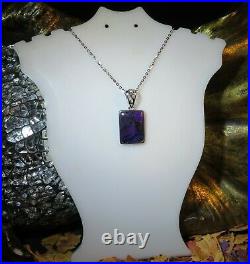 CRAZY RARE Genuine natural Gel Violet Sugilite Blue Richterite silver pendant