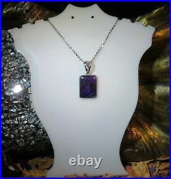 CRAZY RARE Genuine natural Gel Violet Sugilite Blue Richterite silver pendant