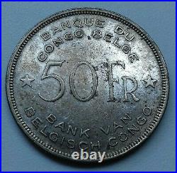 Congo Belge. Belgisch Congo 50 Francs Silver/argent 1944 RARE