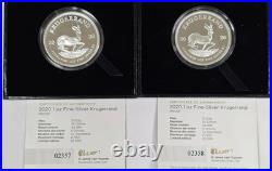 Consecutive SNs 2020 South Africa 1oz Silver Proof Krugerrands with OGP & COA