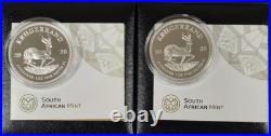 Consecutive SNs 2020 South Africa 1oz Silver Proof Krugerrands with OGP & COA