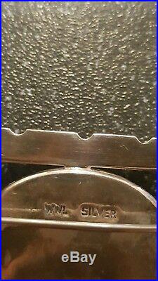 Designer 925 Silver Signed Wwl Vintage Honey Agate Brooch And Earrings