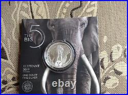 ELEPHANT SOUTH AFRICA BIG FIVE 2019 5 Rand 1 oz BU Silver Coin