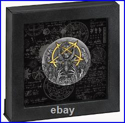 EVIL 2020 CAMEROON 2oz SILVER COIN ANTIQUED WITH GOLD GILDING NGC MS 70 ANTIQUED