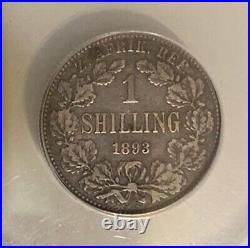 Elf ZAR South Africa 1 Shilling 1893 Silver Boer Wars Key Date ANACS VF25