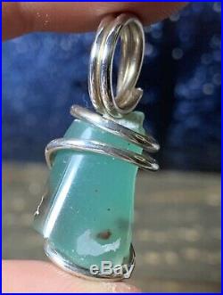 GORGEOUS RARE AAA+ AQUAPRASE CRYSTAL PENDANT SOUTH AFRICA. 925 Sterling Silver