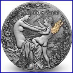 Girl & Cupid 2023 2 Oz 2000 Francs Pure Silver Coin Cameroon T&S Coins