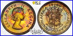 Insane Toned Proof Silver 1960 South Africa 2 1/2 Shillings PCGS PR67