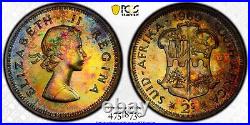 Insane Toned Proof Silver 1960 South Africa 2 Shillings PCGS PR67