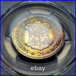 Insane Toned Proof Silver 1960 South Africa 2 Shillings PCGS PR67