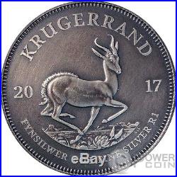 KRUGERRAND Antique Finish 1 Oz Silver Coin 1 Rand South Africa 2017