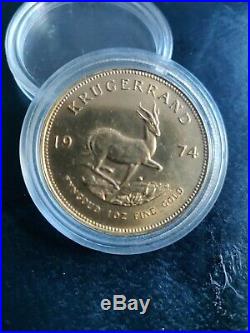 Krugerrand 1974 full 24k pure gold from South Africa. Gold Proof investment