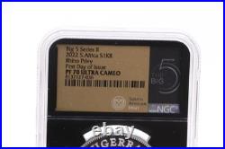 Krugerrand 1-oz Silver Big 5 Rhino Privy PF-70 First Day of Issue 2022 ULTRA CAM