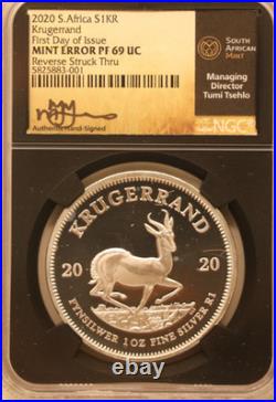 Krugerrand 1-oz Silver Mint Error Low Mintage Year 2020 Hand Signed First Day
