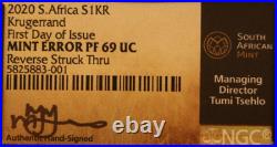 Krugerrand 1-oz Silver Mint Error Low Mintage Year 2020 Hand Signed First Day