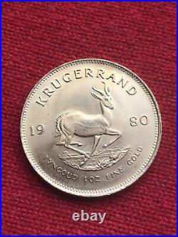 Krugerrand Rare 1980 South African 1oz Solid 22ct Yellow Gold Coin