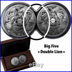 LION SOUTH AFRICA BIG FIVE SERIES 2019 2 X 5 Rand 1 oz Proof Silver Coins