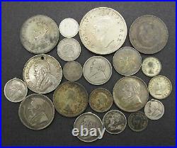 LOT OF 20 x SOUTH AFRICA SILVER COINS 3D, 6D, SHILLING / 2.5 / CROWN 1892 ON