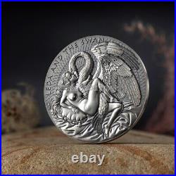 Leda and Swan 2 oz silver coin Cameroon 2023