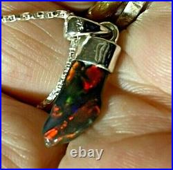 Lightning Flash Black Opal Nugget 3 Carats Pendant Necklace 925 Sterling Silver