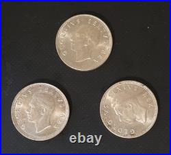 Lot Of 3 South Africa 1952 5 Shillings Silver Coins Circulated 50% Silver