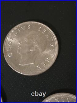 Lot Of 3 South Africa 1952 5 Shillings Silver Coins Circulated 50% Silver
