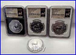 Lot Of 4 2017 S. Africa Silver 1 Rand Krugerrand 50th Anniv SP70 3xNGC/1 Capsule