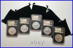 Lot Of 5 2017 South Africa Silver Krugerrand NGC SP70 ER 50th Anniv Consecutive