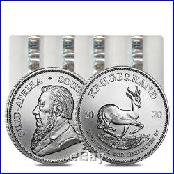 Lot of 100 2020 South Africa 1 oz Silver Krugerrand BU (4 Tube, Lot of 25)