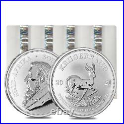 Lot of 100 2021 South Africa 1 oz Silver Krugerrand BU (4 Tube, Lot of 25)