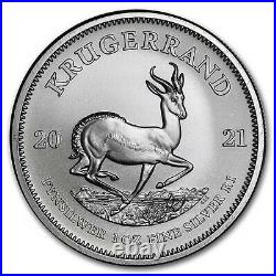 Lot of 10 2021 1 oz South African Krugerrand. 999 Fine Silver BU Coin NEW
