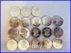 Lot of 18. 1964 PROOF South Africa 20 Cents. Raw