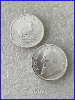 Lot of 2 Silver 2026 South Africa. 999 Fine Silver Krugerrand 1 oz 1 Rand coins