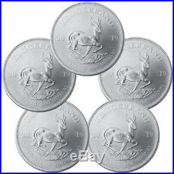 Lot of 5 2019 South Africa 1 oz Silver Krugerrand 1 Coins GEM BU SKU56936