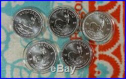 Lot of 5 2019 South Africa Krugerrand 1 oz. 999 Silver Coins in Capsules